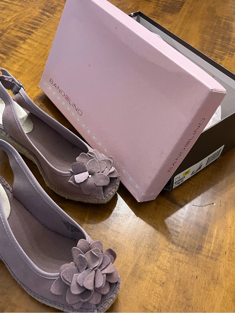 Peep toe leather lilac espadrilles 7 1/2 M